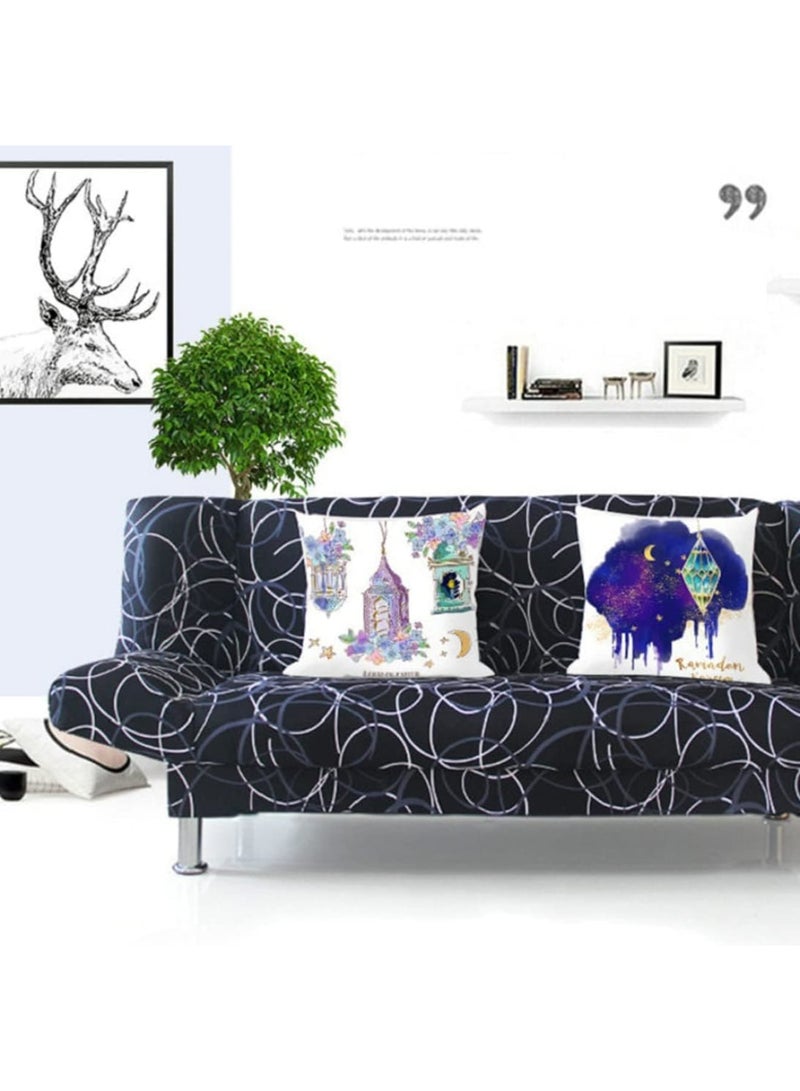 SOLARAE Square Throw Pillow Covers, Ramadan Moon Lantern Pattern Pillow Case, for Sofa Garden, Terrace, Eid Mubarak Decoration Bench Home Bed Decorative Cushion Cover -Set of 4 (No Inserts) - Image 4