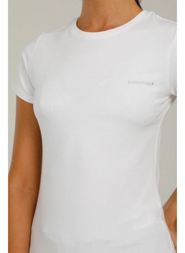 LUMBERJACK - Basic Modal C Neck White Women's Short Sleeve T-Shirt W-CT131 - Image 1