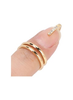 Women Finger Nail Ring, Rhinestone Fingernail Ring, Fashion Decorative Jewelry Nail Art Ring Accessories for Ladies Wearing(gold)