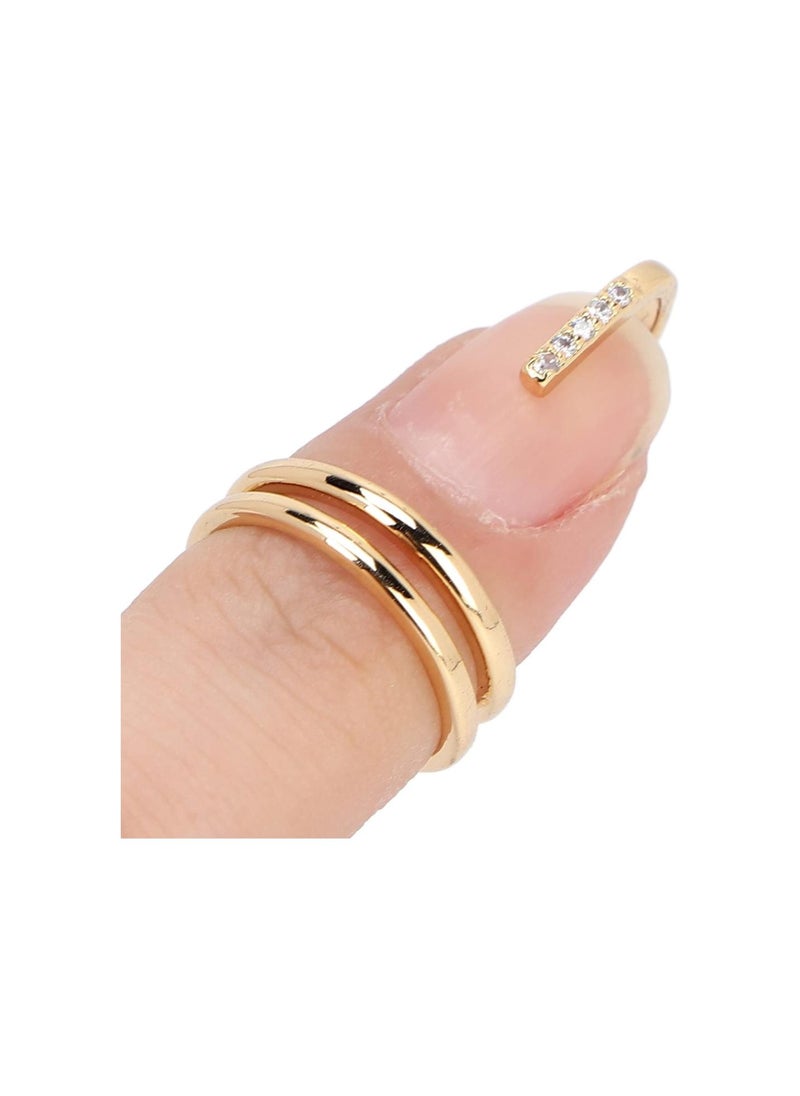 Generic - Women Finger Nail Ring, Rhinestone Fingernail Ring, Fashion Decorative Jewelry Nail Art Ring Accessories for Ladies Wearing(gold) - Image 1
