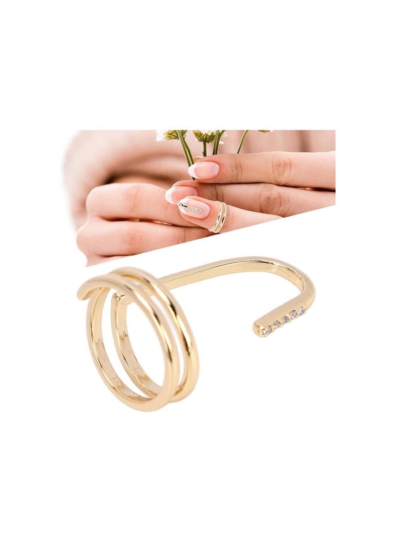 Generic - Women Finger Nail Ring, Rhinestone Fingernail Ring, Fashion Decorative Jewelry Nail Art Ring Accessories for Ladies Wearing(gold) - Image 1