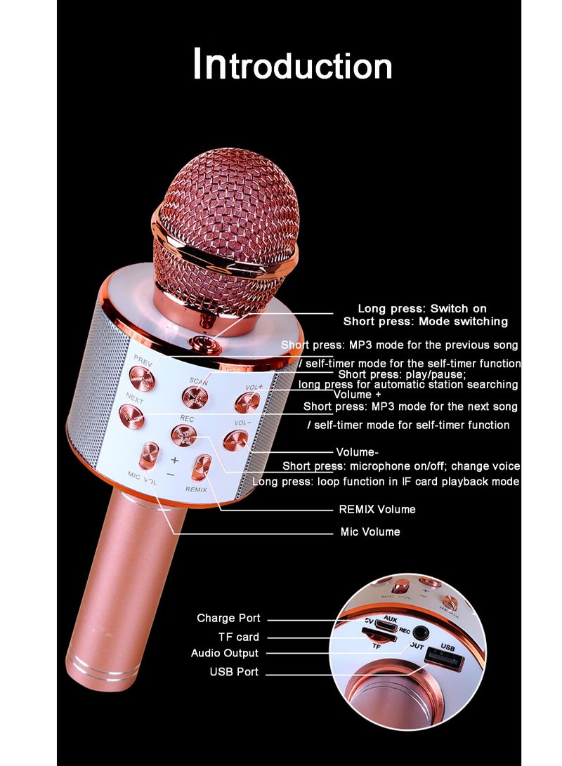 ميكروفون لاسلكي للغناء، ميكروفون كاريوكي ميكروفون كاريوكي بلوتوث ميكروفون للغناء للكبار والأطفال - Image 3