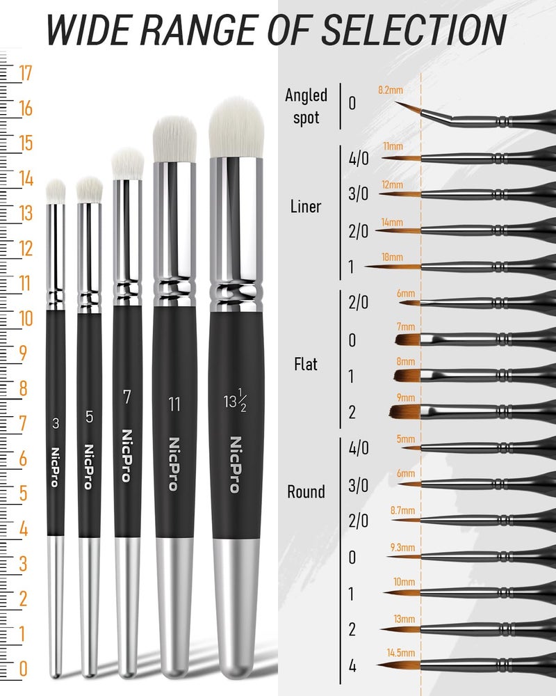 Nicpro Miniature Paint Brushes Drybrush - 21PCS Model Paint Brush Set for Acrylic Watercolor, Detail Paint Brush Dry Brush for 40k Model, Miniature Painting, Citadel, DND Miniatures - with Container - Image 2