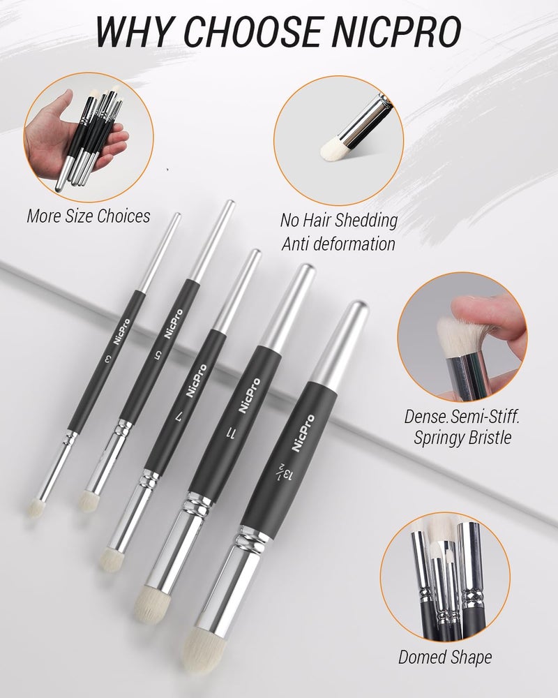 Nicpro Miniature Paint Brushes Drybrush - 21PCS Model Paint Brush Set for Acrylic Watercolor, Detail Paint Brush Dry Brush for 40k Model, Miniature Painting, Citadel, DND Miniatures - with Container - Image 5