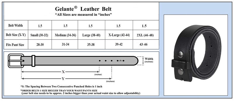Gelante Genuine Full Grain Leather Belt Strap without Belt Buckle G2016-BK-L - Image 5