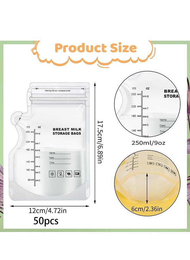 Bebiland 30 Piece 250 Ml Disposable Breast Milk Storage Bags With Pour Spout For Breastfeeding No-Leak Milk Freezer Storage Pouches  - Image 2