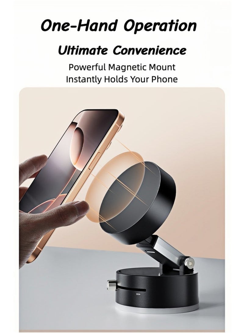 Arabest Vacuum Magnetic Phone Holder, Suction Cup Phone Mount, Foldable Strong Magnetic Cell Phone Holder for Car/Gym/Mirror/Smooth Surface, Compatible with Magsafe iPhone  - Image 5