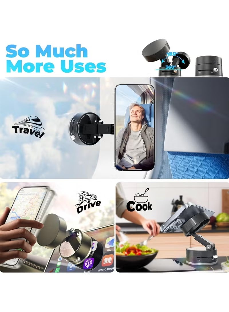 Arabest Vacuum Magnetic Phone Holder  Car Mobile Holders, Suction Cup Phone Mount, Foldable Strong Magnetic Cell Phone Holder for Car/Gym/Mirror/Smooth Surface, Compatible with Magsafe iPhone - Image 3