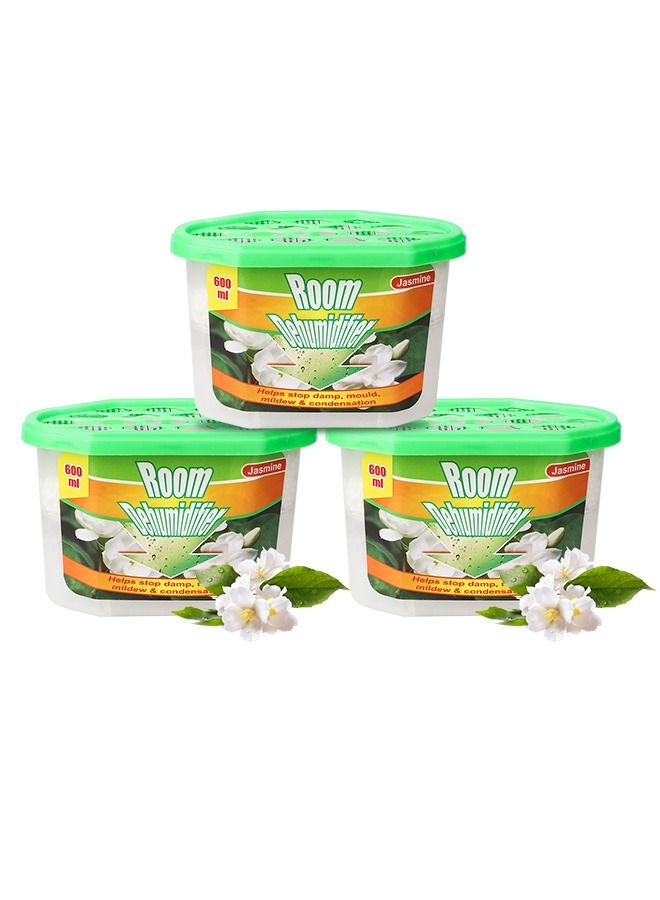 URbazaar Moisture Absorber Box - 3 Packs Jasmine Odor Eliminator and Dehumidifier for Closet Bedroom and Kitchen - Image 1