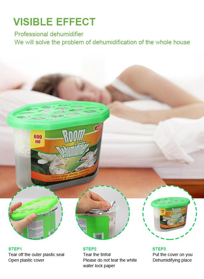 URbazaar Moisture Absorber Box - 3 Packs Jasmine Odor Eliminator and Dehumidifier for Closet Bedroom and Kitchen - Image 5