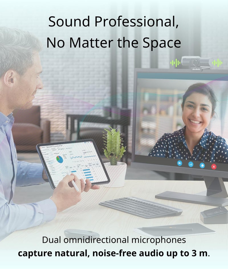 AVerMedia PW515 4K Ultra HD Business Webcam with Microphone for PC/Desktop/Laptop/Mac, with AI Auto Framing for Streaming, Meeting, Video Calls, Sony Sensor, Works with Teams, Zoom, Google Meet, OBS - Image 5