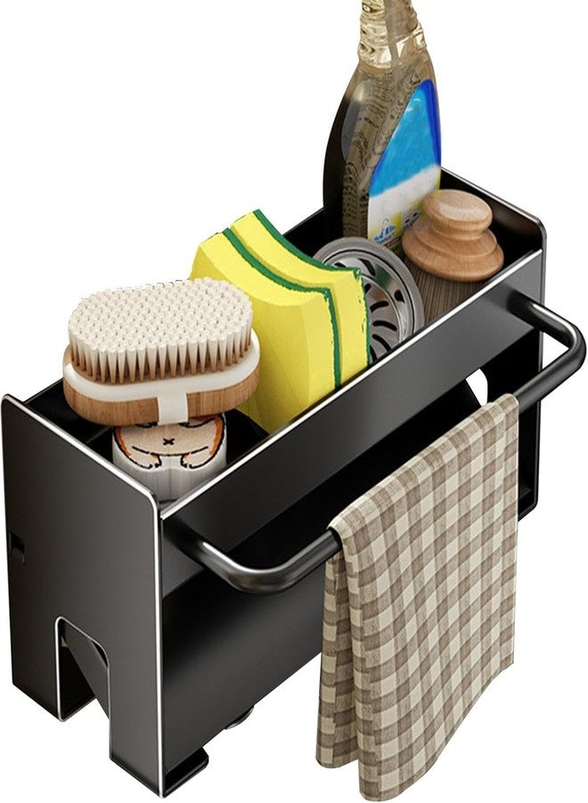 Wisik enterprise Sponge Holder for Kitchen Sink, Caddy Organizer with High Brush Holder, Kitchen Countertop Storage Essentials, Rust Proof Soap Dispenser Organizer (1) - Image 1