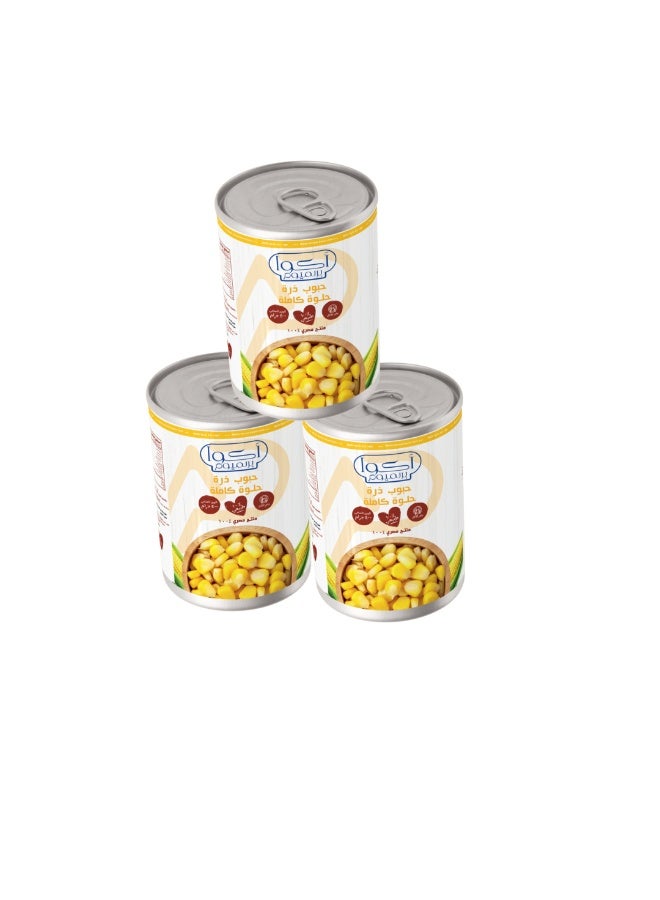 أكوا بريميوم ذرة حلوة ممتازة من أكوا، 400 غرام - حبات ذرة حلوة معلبة، طبيعية 100%، بدون مواد حافظة، جاهزة للأكل، غير معدلة وراثيًا، نباتية - مثالية للسلطات والحساء والمعكرونة والطبخ اليومي