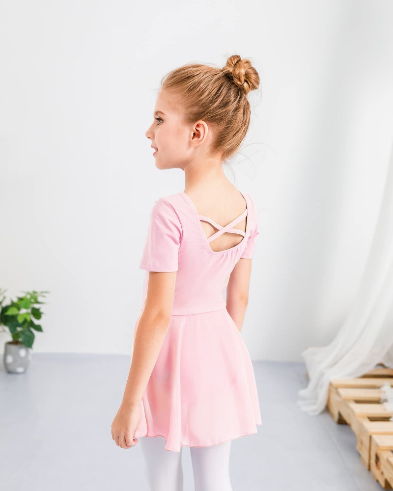 Stelle Ballet Leotards for Girls Dance Leotard with Skirt Toddler Dance Outfits Criss-Cross Back (Pink,4T) - Image 5