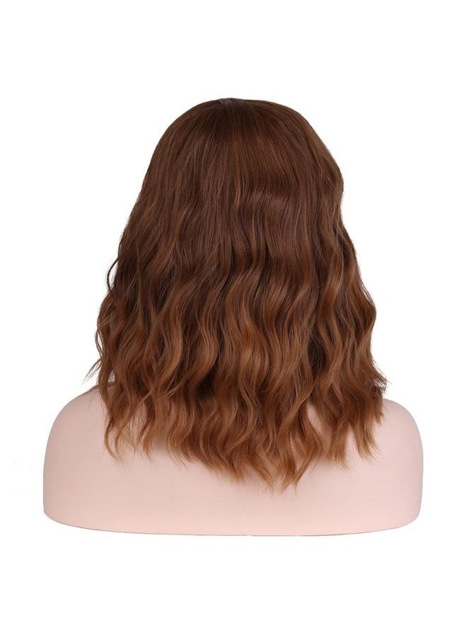MAGQOO Brown Wig Ombre Brown Wig Brown Bob Wig Brown Wigs for Women Short Curly Wavy Brown Wigs Synthetic Cosplay Costume Wigs  - Image 4