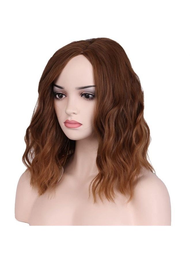 MAGQOO Brown Wig Ombre Brown Wig Brown Bob Wig Brown Wigs for Women Short Curly Wavy Brown Wigs Synthetic Cosplay Costume Wigs  - Image 3