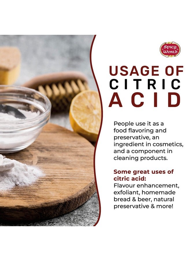 Spicy World Citric Acid 2 LB Bag - 100% Pure, Food Grade & Non-GMO - Citric Acid Powder for Cleaning, Bath Bombs, Preserving - Fine Granular by Spicy World - Image 3