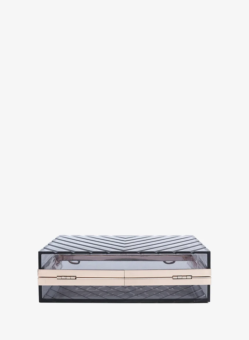 London Rag  Black Transparent Chevron Pattern Clear Clutch Bags for Women | Best Price UAE