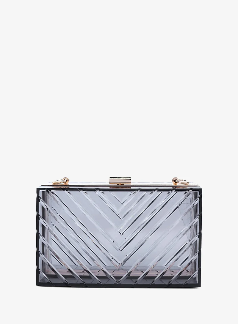 Black Transparent Chevron Pattern Clear Clutch Bags