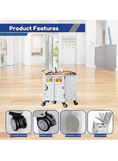 Home Smart Home Smart Folding Shopping Cart With 4 Wheels Includes Premium Features Durable And Lightweight For Picnics Groceries Storage Office Luxury Edition (Gray)  - Image 3