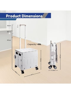 Home Smart Home Smart Folding Shopping Cart With 4 Wheels Includes Premium Features Durable And Lightweight For Picnics Groceries Storage Office Luxury Edition (Gray)  - Image 2