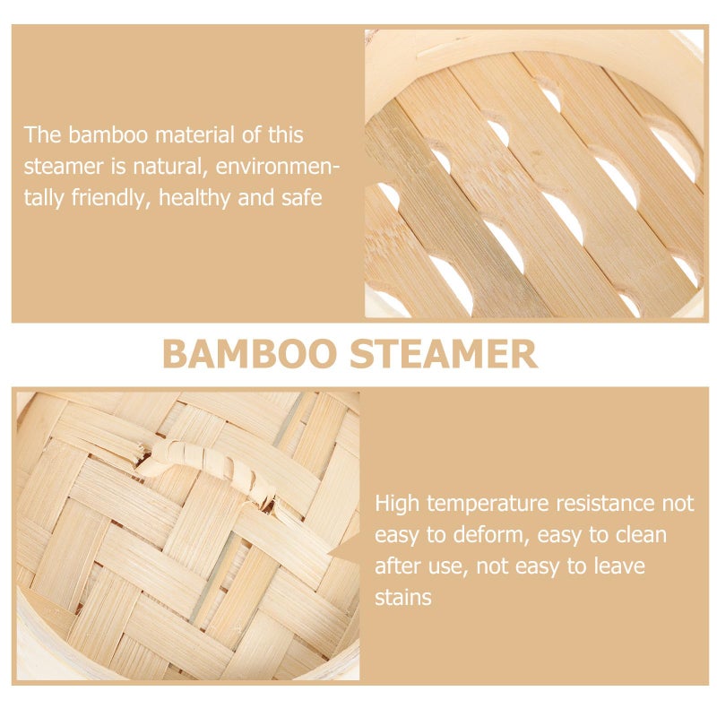 10cm Small Bamboo Steamer Basket With Lid For Dumplings Baozi Food Grade Natural Kitchen Home Use - Image 4