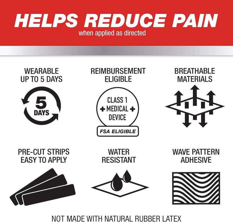 Mueller Sports Medicine Typhoon Kinesiology Therapeutic Tape, Quality Athletic Tape, Latex Free, 20 Pre-Cut I-Strips, 2" x 9.75" Each Strip - Image 2