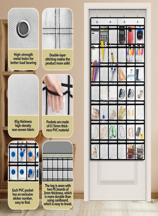 PAULONE Numbered Classroom Pocket Chart, Cell Phone Calculator Holder for Classroom Storage, Small Items Miscellaneous Closet Organiser, Wall Door Hanging Organiser-42 Pockets (42-White) - Image 2