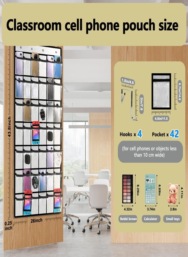PAULONE Numbered Classroom Pocket Chart, Cell Phone Calculator Holder for Classroom Storage, Small Items Miscellaneous Closet Organiser, Wall Door Hanging Organiser-42 Pockets (42-White) - Image 3