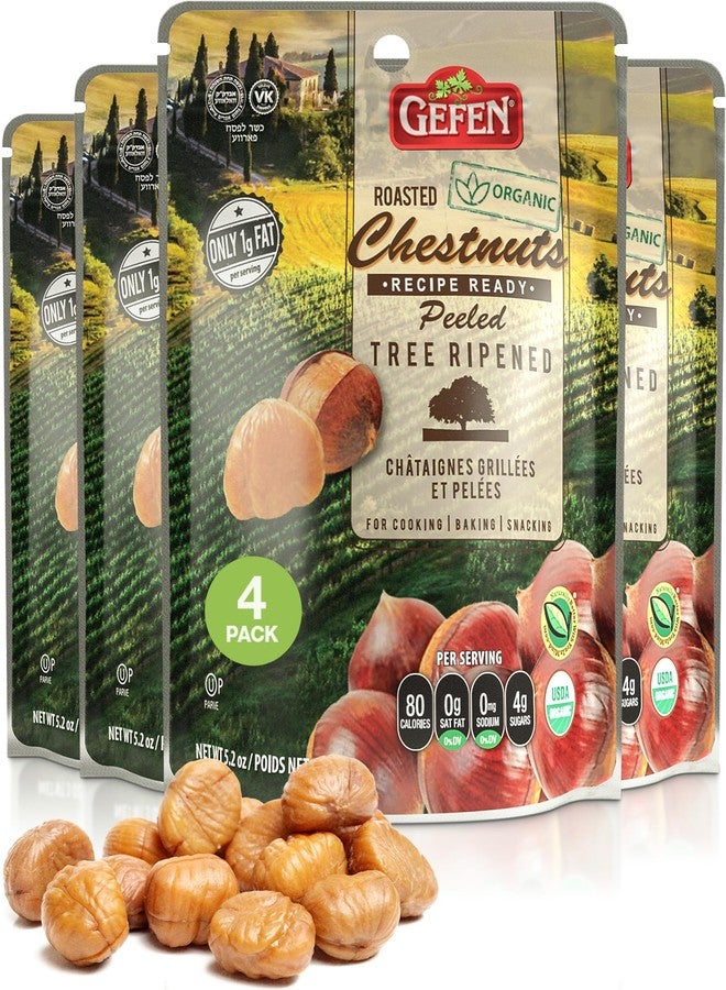 Gefen Organic Whole Peeled and Roasted Chestnuts, 5.2oz (4 Pack) | Chestnuts Peeled and Ready to Eat | Great for Cooking & Baking | Gluten Free | Kosher - Image 1