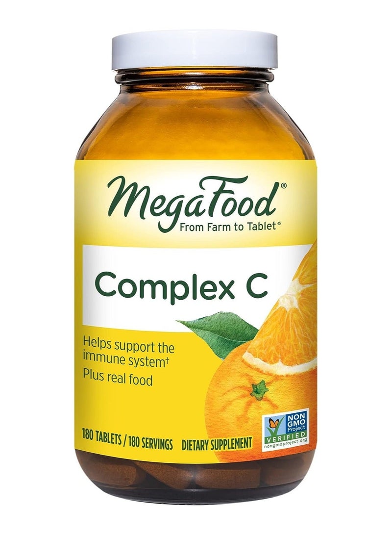 MegaFood Complex C - Vitamin C plus real food - helps provide daily support for the immune system supports overall skin health dietary supplement 180 tablets | 180 per servings - Image 1