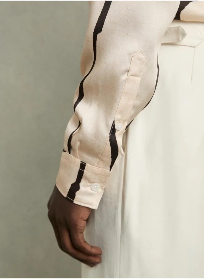 REISS Ls Abstract Painted Print Shirt