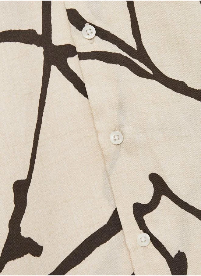 REISS Ls Abstract Painted Print Shirt