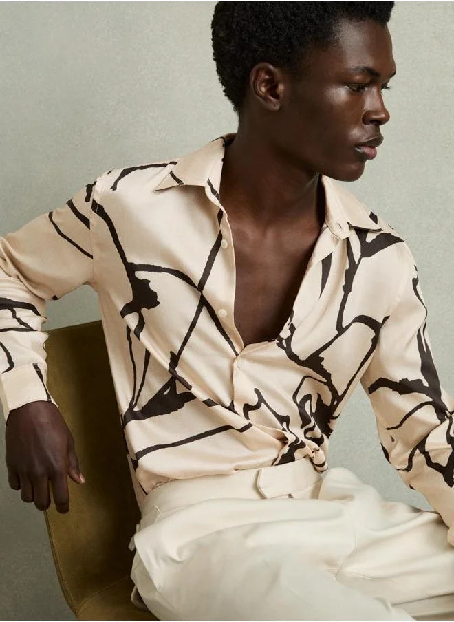REISS Ls Abstract Painted Print Shirt