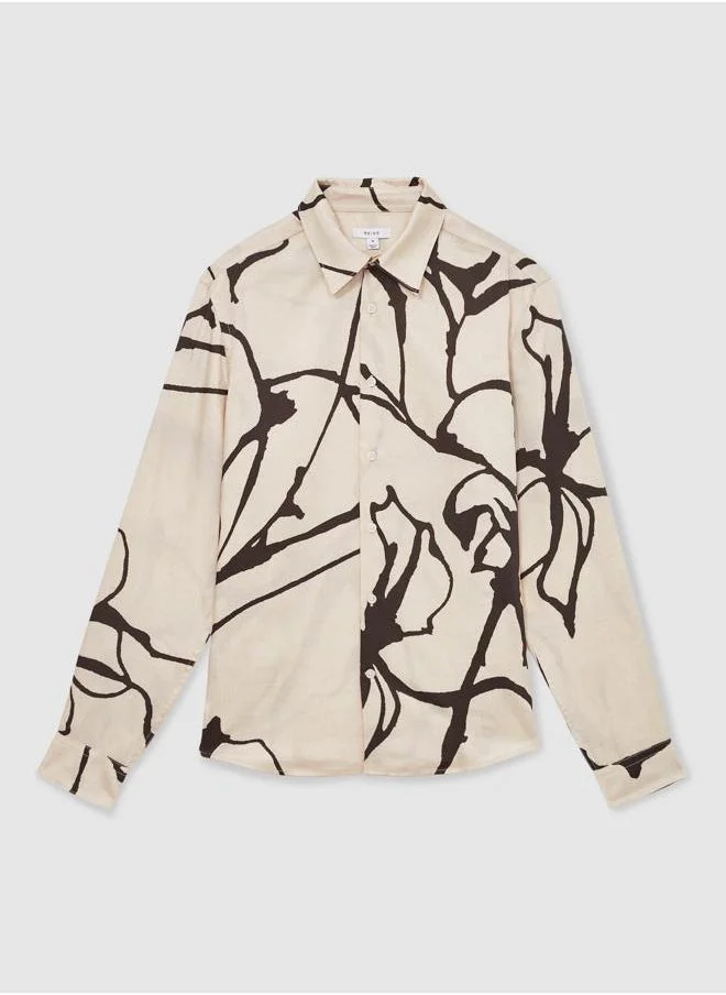 REISS Ls Abstract Painted Print Shirt