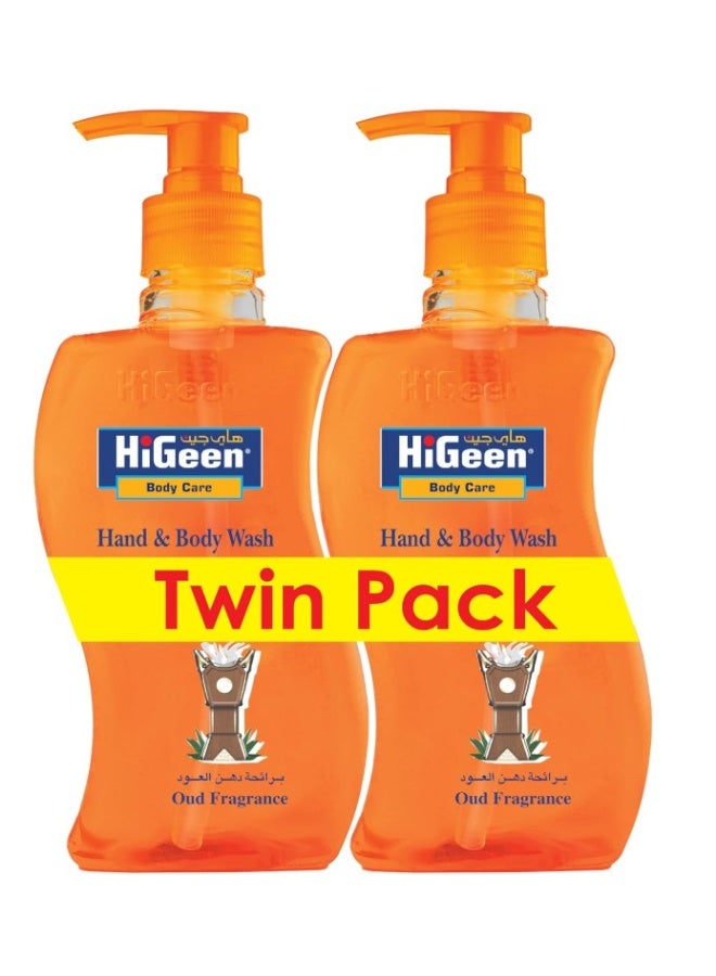 HiGeen Antiseptic Hand & Body Wash With Pump Wavy Oud 500 ml (Twin Pack) - Image 1