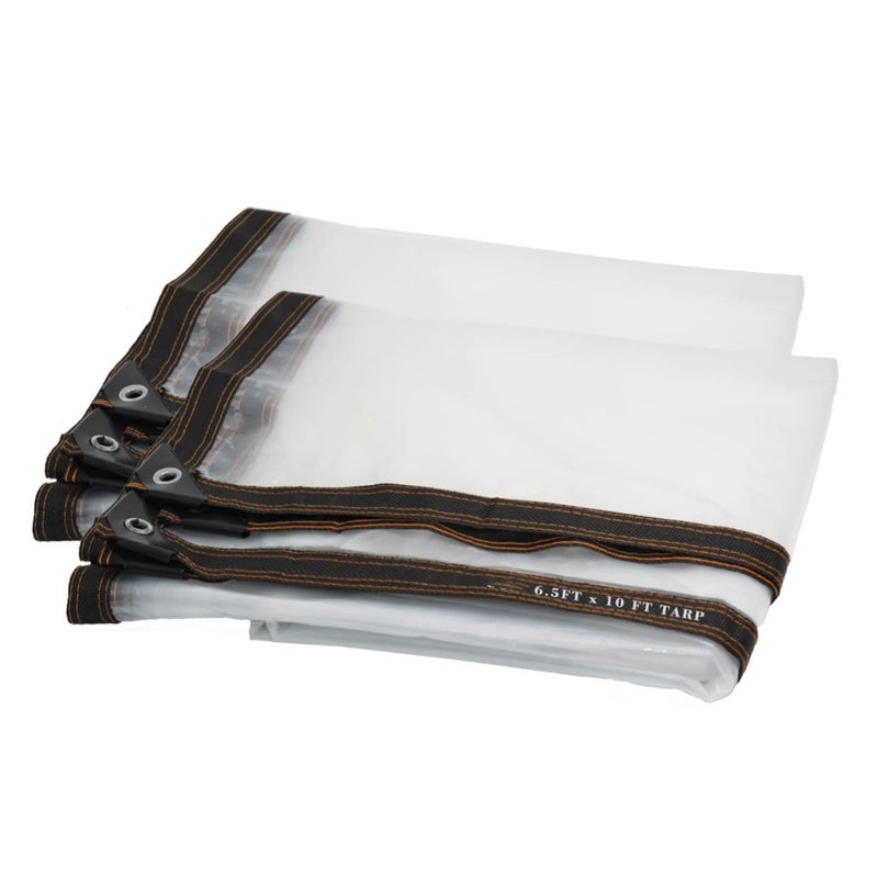 UCINNOVATE 2 Pack Clear Plastic Tarp Cover 65x10 ft Waterproof Tarps with Grommets Greenhouse Cover Transparent for Patio Garden Outdoor Plants Balcony Porch