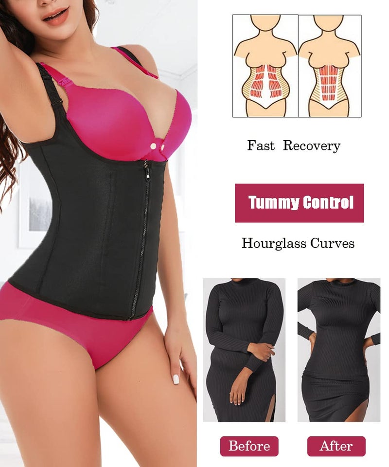GainKee Waist Wrainer Vest for Women Waist Trainer with Straps Neoprene Worked Out S Waist Trainer for Women (Vest) Black - Image 2