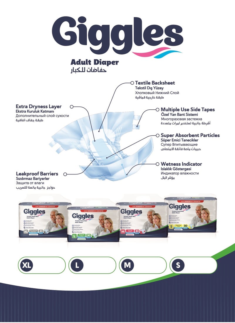 2 Pack of Giggles Adult Diapers Briefs Turkish Made with Extra Dryness Layer and Wetness Indicator Large Size (30 Pieces ) - pzsku/ZDB50242270A9B094C4C9Z/45/_/1696843713/ebfc0f18-c03b-4768-9e7d-a32ed93d6ca0