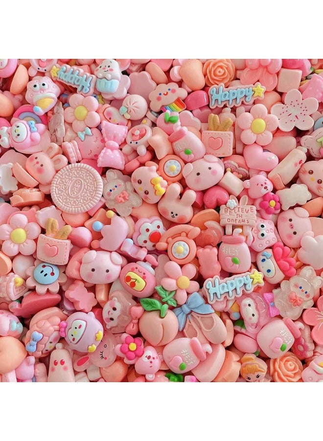 60pcs Cute Slime Charms DIY Craft Making Resin Jewery Making Kit, Resin Flatback Slime Beads Making Supplies for DIY Scrapbooking Crafts (Pink)