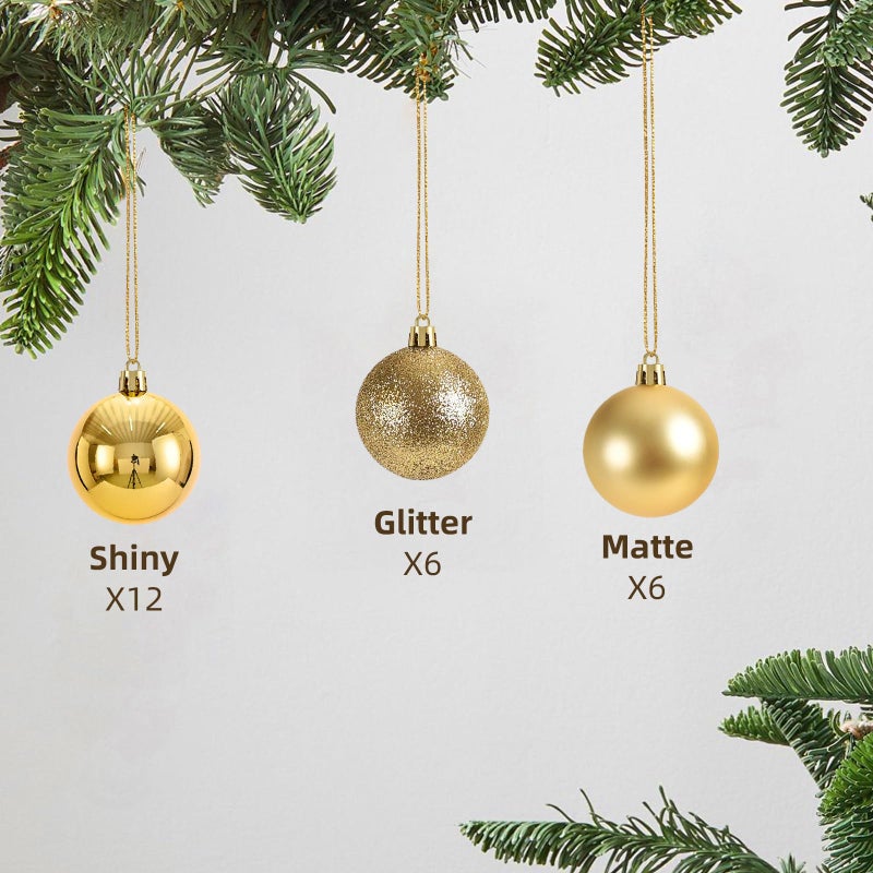 KPNUWN 24ct Gold Christmas Ball - 1.18 Inch Shatterproof Christmas Tree Decoration Ornaments Hanging Ball for Xmas Tree, Holiday, Wedding, Party - Image 4