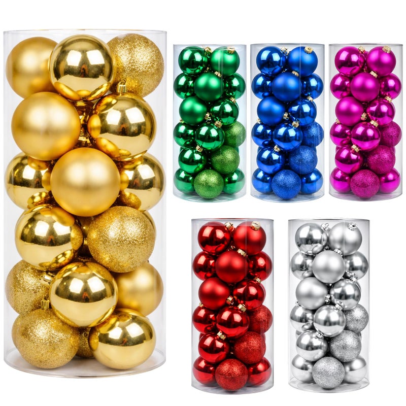KPNUWN 24ct Gold Christmas Ball - 1.18 Inch Shatterproof Christmas Tree Decoration Ornaments Hanging Ball for Xmas Tree, Holiday, Wedding, Party - Image 1