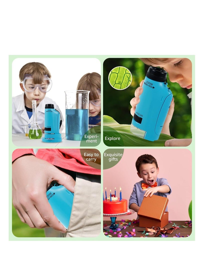 Portable Microscope for Kids, Handheld Miniscope for Kids, Mini Labsters Portable Microscope for Kids Ages 8-12, Pocket Microscope 60x-180x, for STEM Educational Toy, Scientific Experiment - Image 5