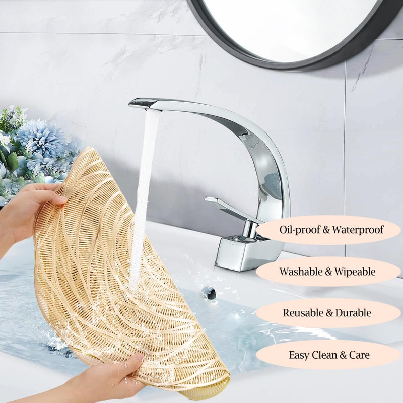 AdasBridal Gold Round Rose Placemats 6pcs for Dinning Table Metallic Plastic Vinyl Place Mats Durable Decorative Table Mats for Daily Use Holiday Wedding Birthday Party Dinner Tableware - Image 5