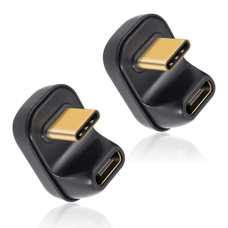 TECPHILE 100W USB C U-Shape Adapter, 180 Degree Converter, 40Gbps High Speed Data Transfer, Type-C Male to Female Fast Charging Connector, Compatible with Mobile, Laptops, Tablets, and USB-C Devices