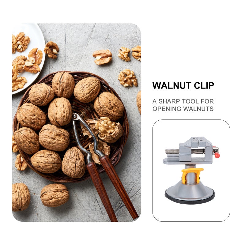 2pcs Cup Carving Vise Miniature Carving Degree Rotary Dsesktop Walnut Bed Olive Retaining Clip Vice ( ) - Image 4
