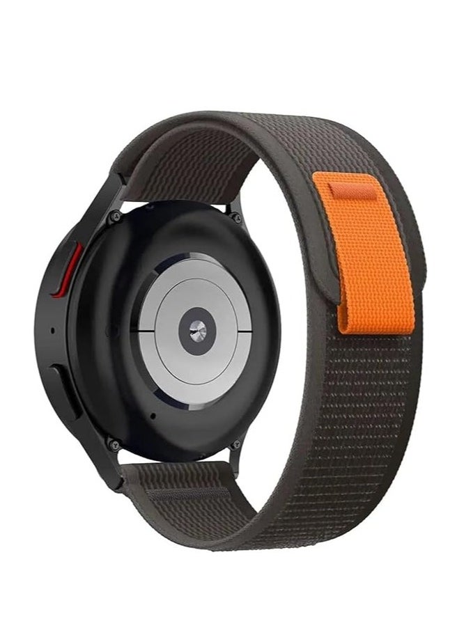 ten.tech Durable 20mm Band, Trail Loop Nylon Sport Band for Samsung Galaxy Watch 6 5 4 40mm 44mm/Watch 5 Pro 45mm/Watch 4 6 Classic 42mm 43mm 46mm 47mm Nylon Sport Band by TenTech - Black & grey  - Image 1