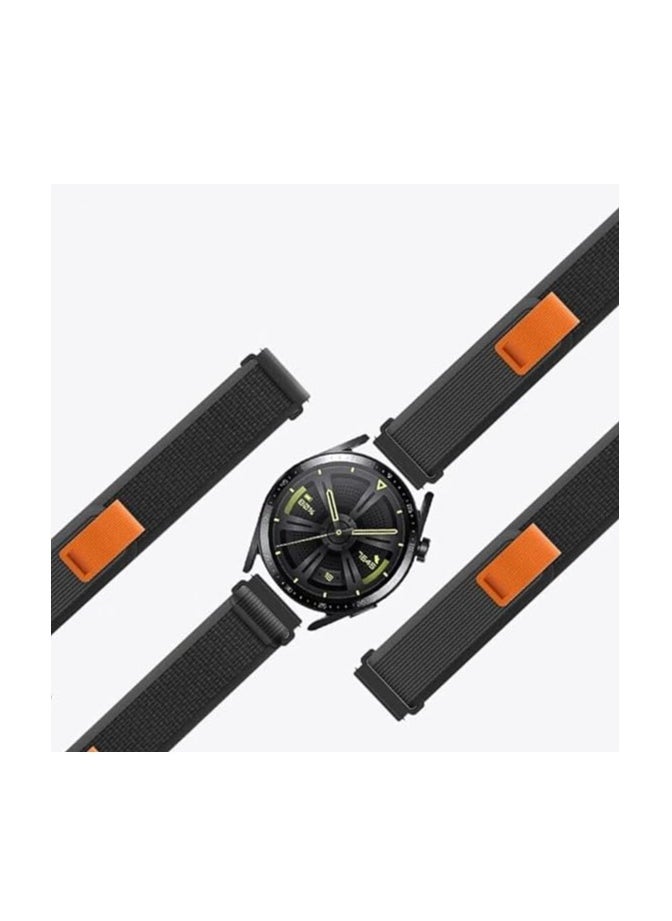 ten.tech Durable 20mm Band, Trail Loop Nylon Sport Band for Samsung Galaxy Watch 6 5 4 40mm 44mm/Watch 5 Pro 45mm/Watch 4 6 Classic 42mm 43mm 46mm 47mm Nylon Sport Band by TenTech - Black & grey  - Image 4