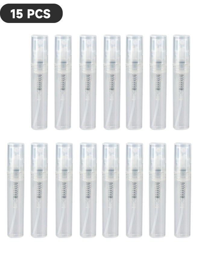 Ant 15-Piece 3ml Mini Spray Bottle, Clear Empty Plastic Spray Bottle,Refillable Fine Mist Perfume Bottle, Perfume Atomizer, Portable Small Empty Sample Containers for Travel Outgoing - Image 1