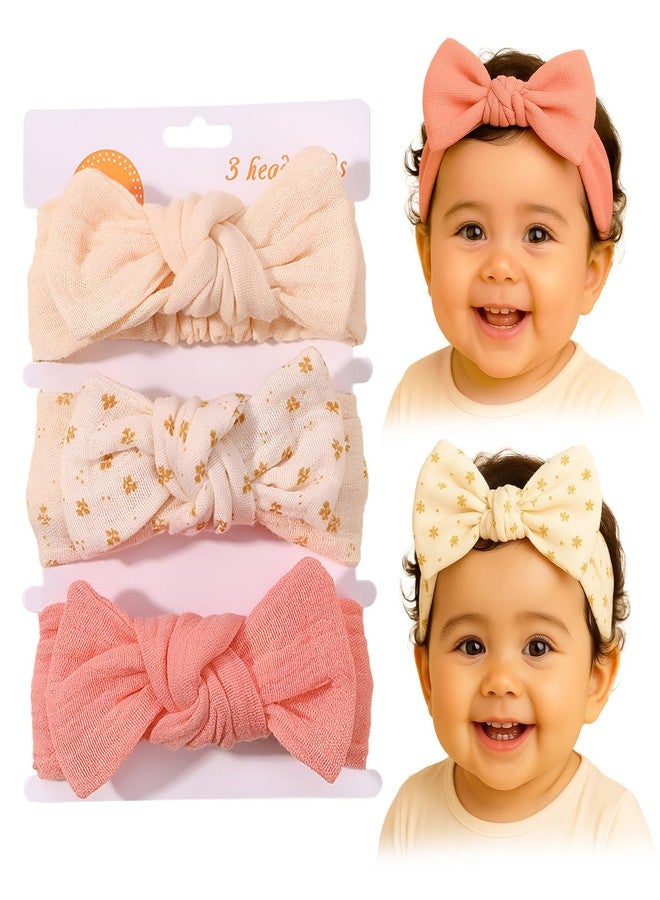 SYGA 3 Pcs Baby Headband Nylon Bow Soft Stretchable Hairband for Newborn Infant Toddler Kids For 0-3 Year (Type-C, Free Size) - Image 1